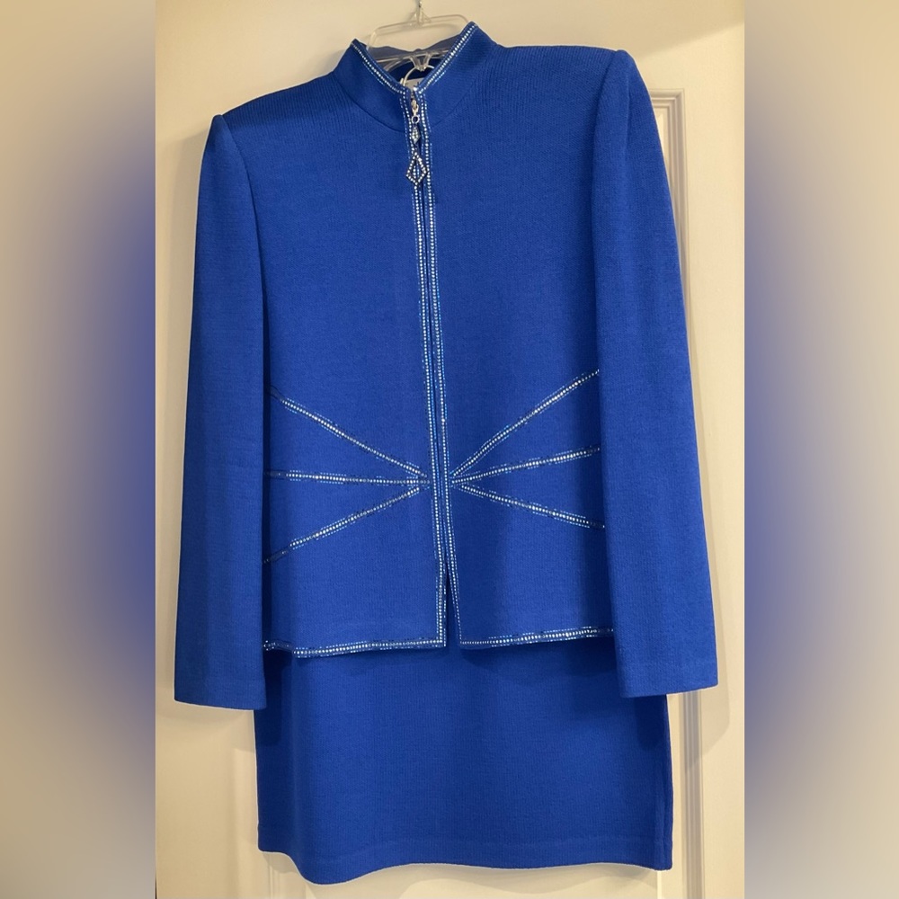 ST. JOHN Evening by  Marie Gray SZ 8 2 Piece Royal Blue Suit
